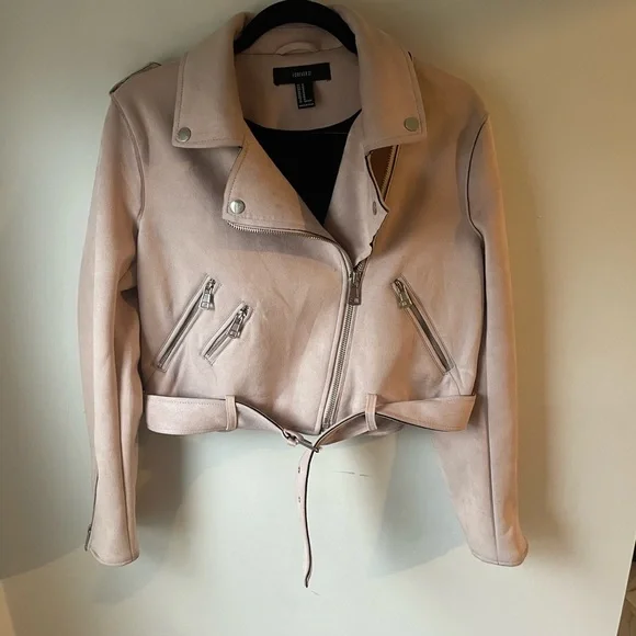 Forever 21 Faux Suede Pink Moto Jacket Women’s Medium - Picture 2 of 6
